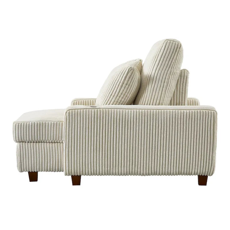 Upholstered Chaise Lounge Chair with Adjustable Backrest and Cup Holders, 300 lbs Capacity