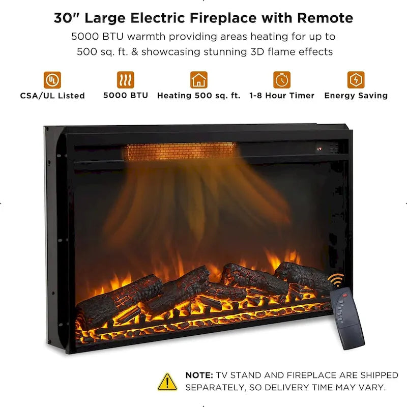 Farmhouse Fireplace TV Stand with Electric Fireplace, Entertainment Center Media Console