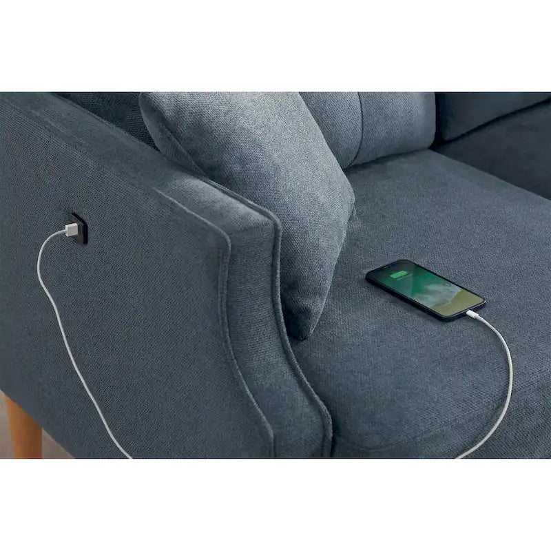 3-Seater Sofa with USB Charge Port, Waterproof Fabric and Foam Fill for Living Room