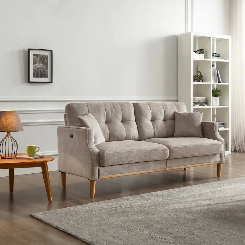 3-Seater Sofa with USB Charge Port, Waterproof Fabric and Foam Fill for Living Room