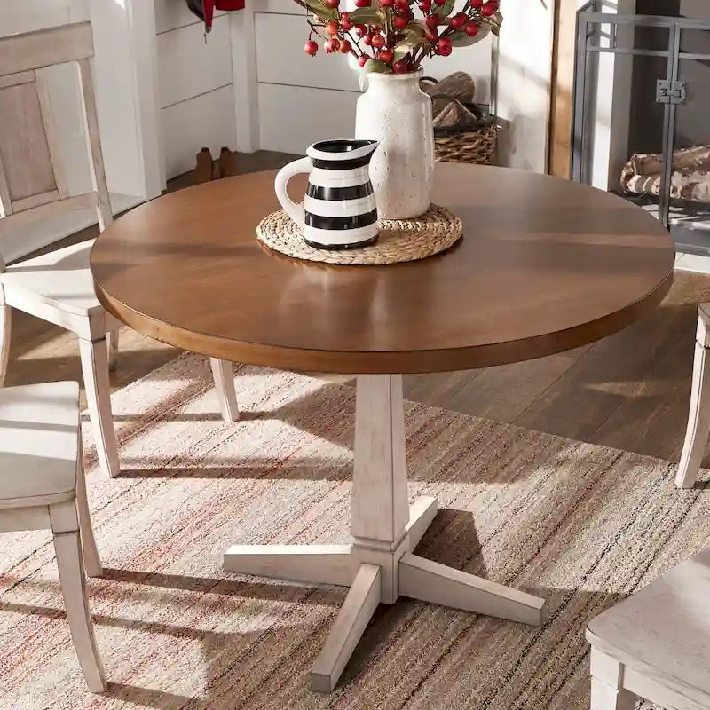 Round Two-Tone Dining Table
