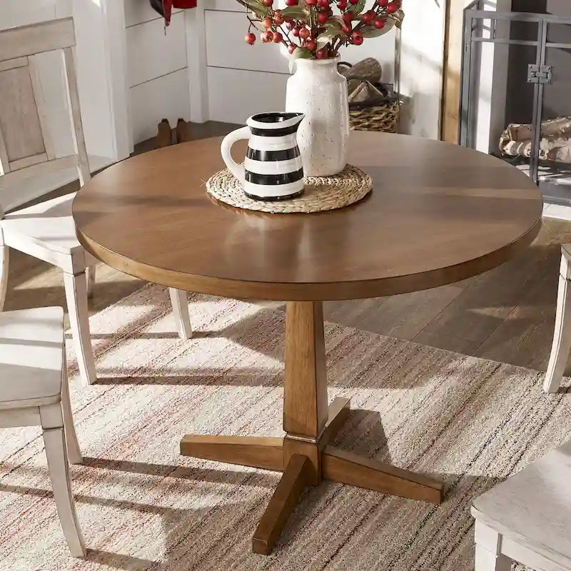 Round Two-Tone Dining Table