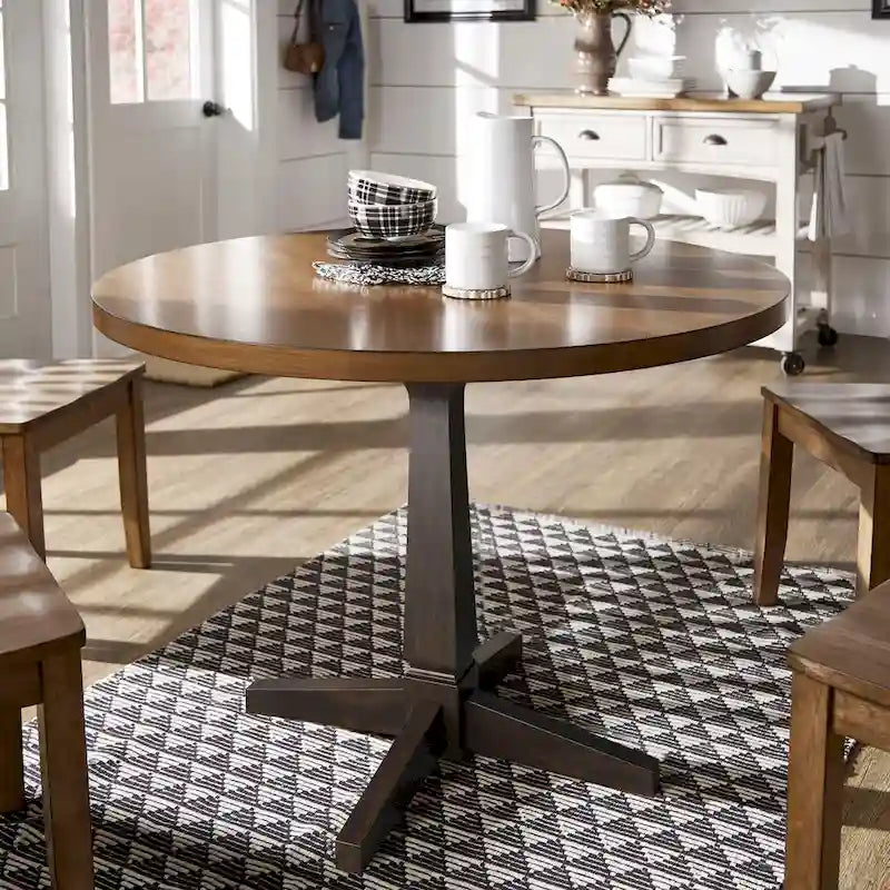 Round Two-Tone Dining Table