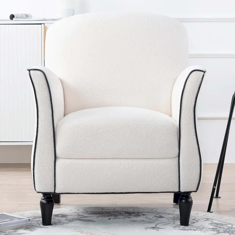 Modern Fabric Accent Chair for Living Room, Ergonomic Design with Birch Legs