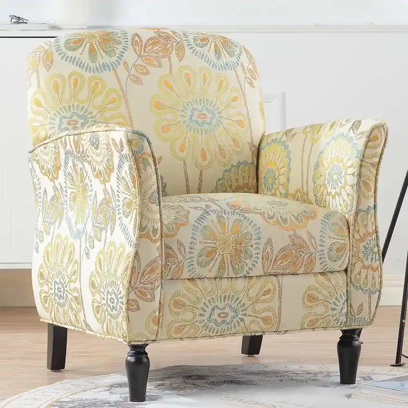 Modern Fabric Accent Chair for Living Room, Ergonomic Design with Birch Legs