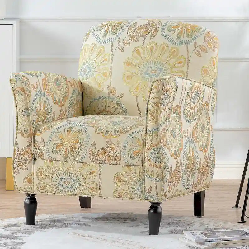 Modern Fabric Accent Chair for Living Room, Ergonomic Design with Birch Legs