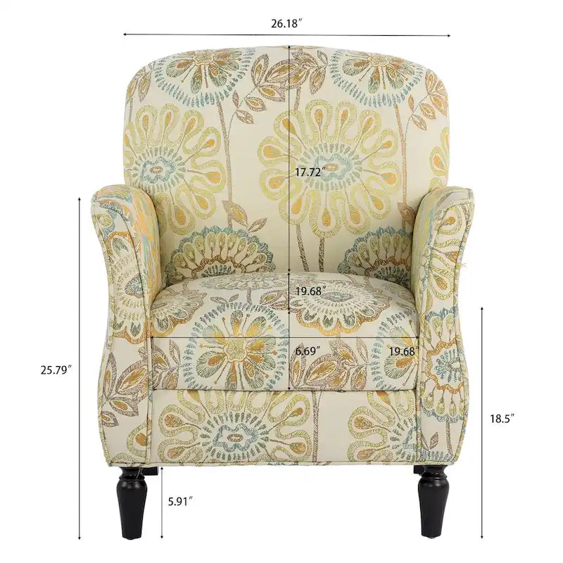 Modern Fabric Accent Chair for Living Room, Ergonomic Design with Birch Legs