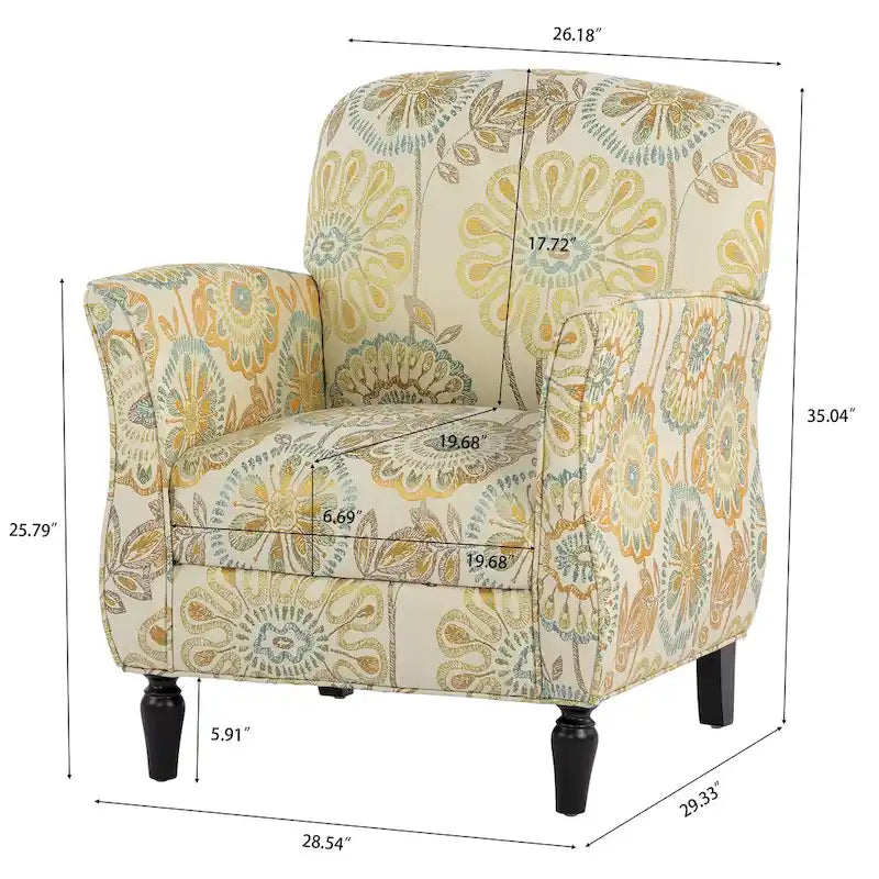 Modern Fabric Accent Chair for Living Room, Ergonomic Design with Birch Legs