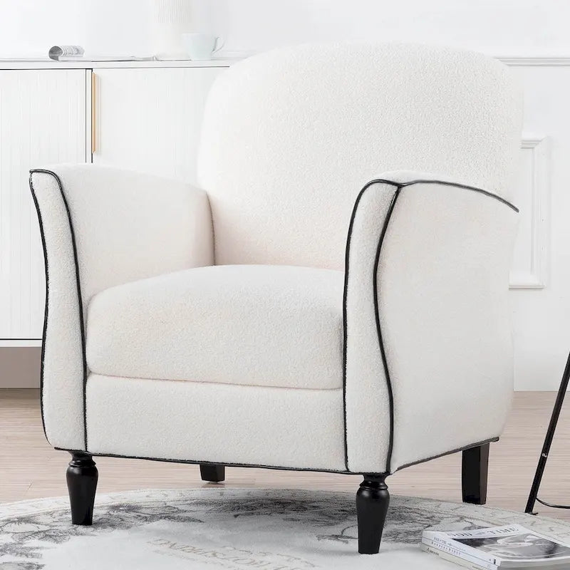 Modern Fabric Accent Chair for Living Room, Ergonomic Design with Birch Legs