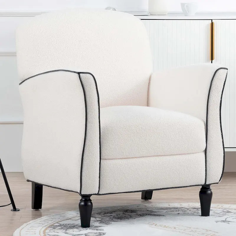 Modern Fabric Accent Chair for Living Room, Ergonomic Design with Birch Legs