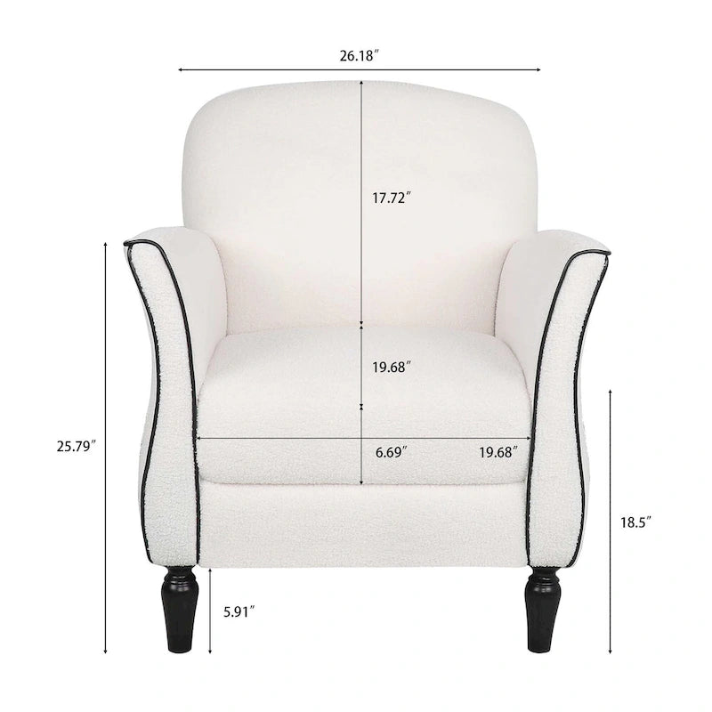Modern Fabric Accent Chair for Living Room, Ergonomic Design with Birch Legs