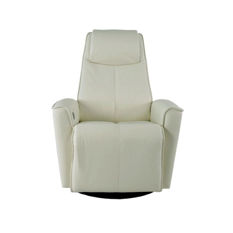 Top-Grain Leather Power Recliner Swing Chair with 360° Swivel, Lumbar Support and Adjustable Headrest