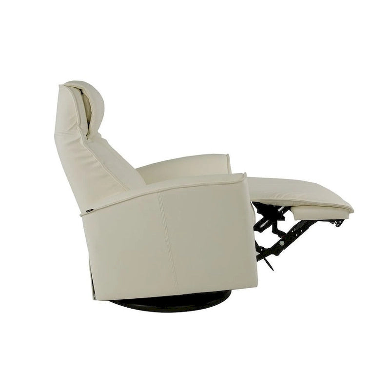 Top-Grain Leather Power Recliner Swing Chair with 360° Swivel, Lumbar Support and Adjustable Headrest