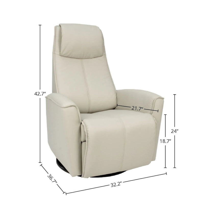 Top-Grain Leather Power Recliner Swing Chair with 360° Swivel, Lumbar Support and Adjustable Headrest