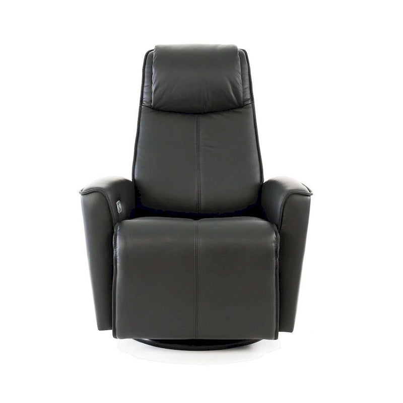 Top-Grain Leather Power Recliner Swing Chair with 360° Swivel, Lumbar Support and Adjustable Headrest