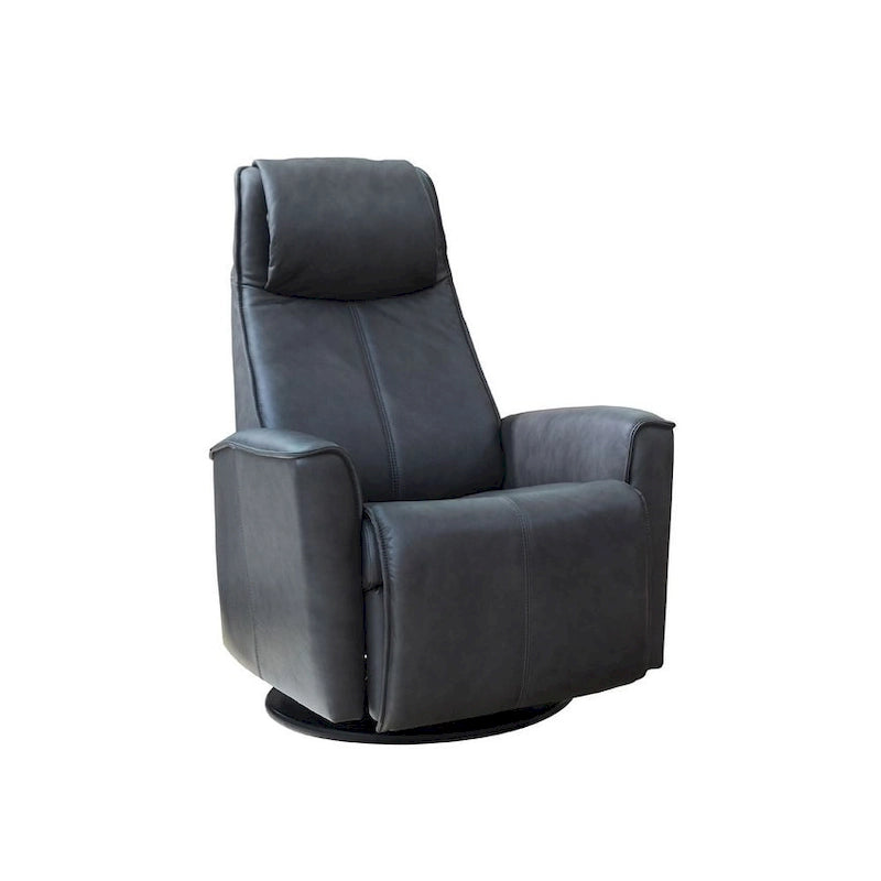 Top-Grain Leather Power Recliner Swing Chair with 360° Swivel, Lumbar Support and Adjustable Headrest