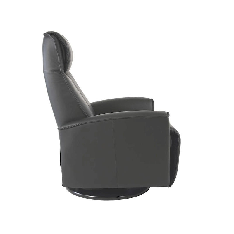 Top-Grain Leather Power Recliner Swing Chair with 360° Swivel, Lumbar Support and Adjustable Headrest