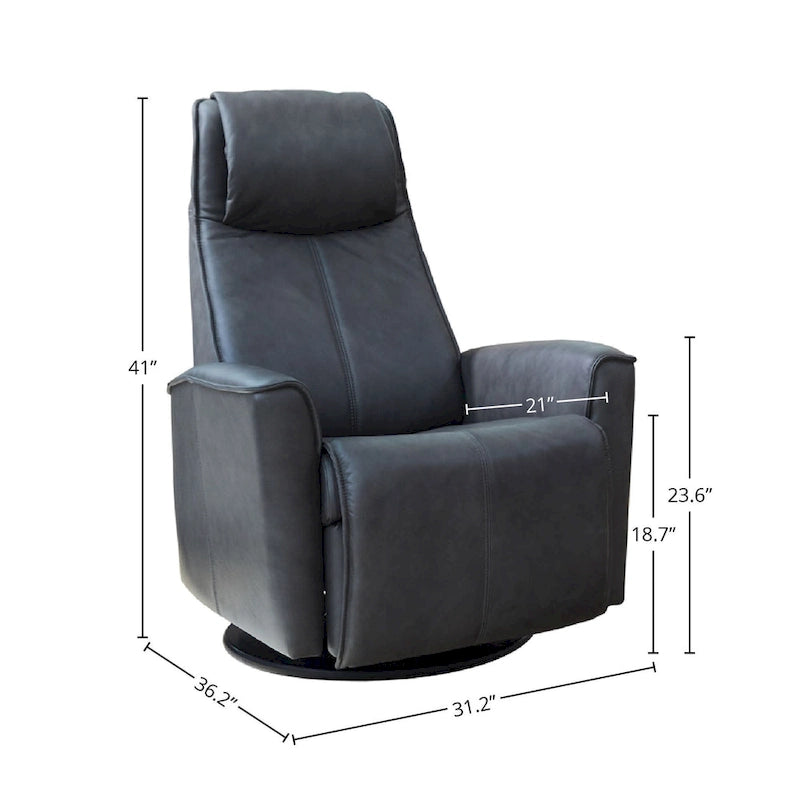Top-Grain Leather Power Recliner Swing Chair with 360° Swivel, Lumbar Support and Adjustable Headrest