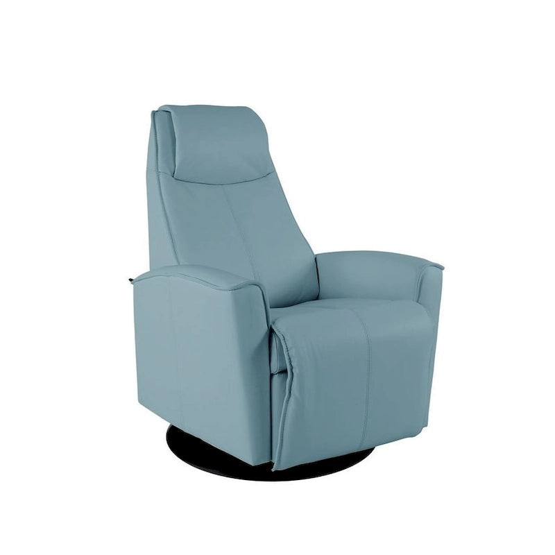Top-Grain Leather Power Recliner Swing Chair with 360° Swivel, Lumbar Support and Adjustable Headrest