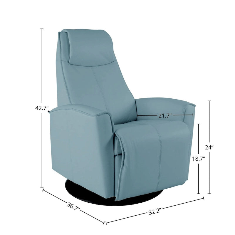 Top-Grain Leather Power Recliner Swing Chair with 360° Swivel, Lumbar Support and Adjustable Headrest