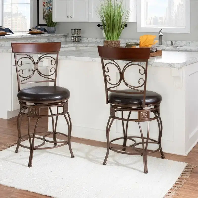 Big and Tall 360° Swivel Counter Stool with Metal Frame and Wood Rail, 400 lbs Capacity