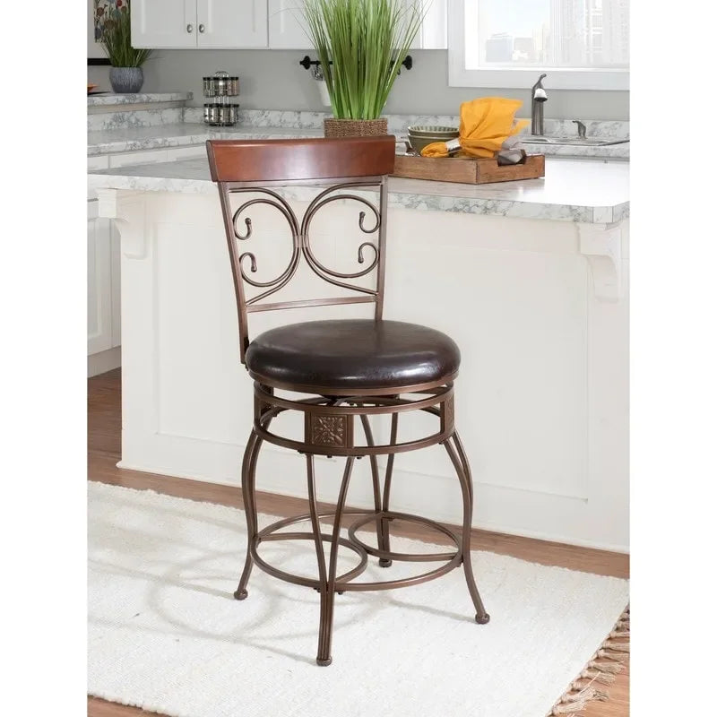 Big and Tall 360° Swivel Counter Stool with Metal Frame and Wood Rail, 400 lbs Capacity