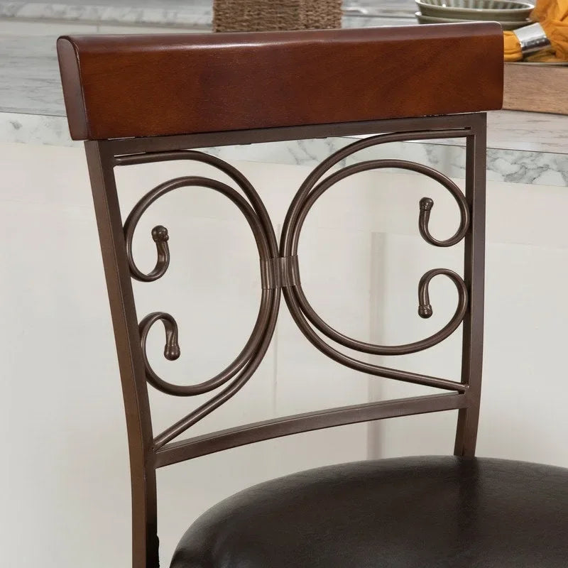 Big and Tall 360° Swivel Counter Stool with Metal Frame and Wood Rail, 400 lbs Capacity