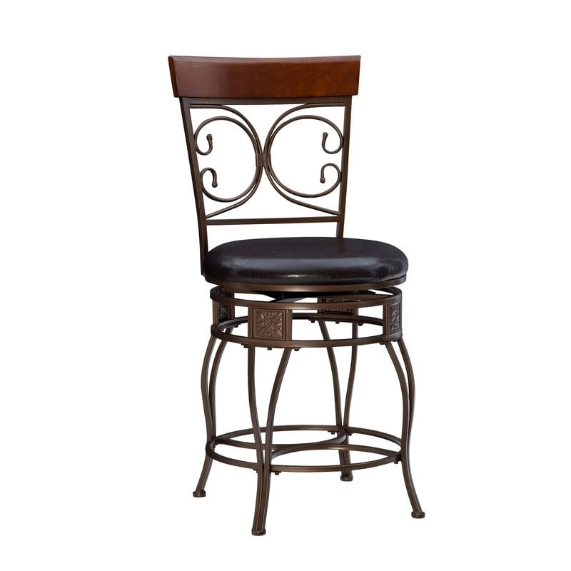 Big and Tall 360° Swivel Counter Stool with Metal Frame and Wood Rail, 400 lbs Capacity