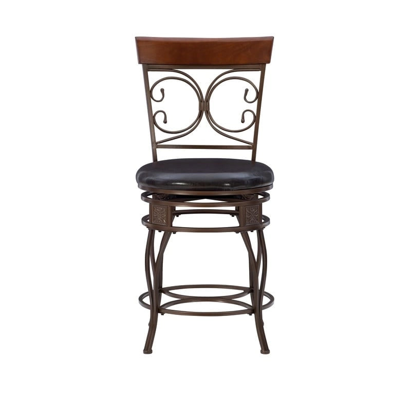 Big and Tall 360° Swivel Counter Stool with Metal Frame and Wood Rail, 400 lbs Capacity