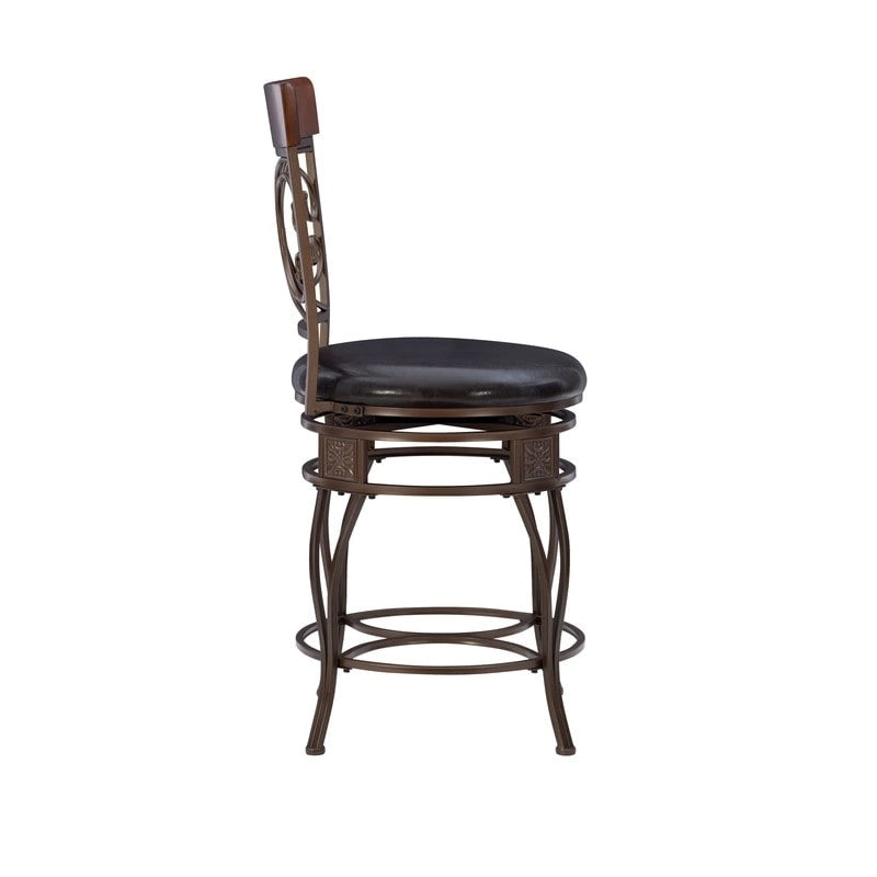 Big and Tall 360° Swivel Counter Stool with Metal Frame and Wood Rail, 400 lbs Capacity