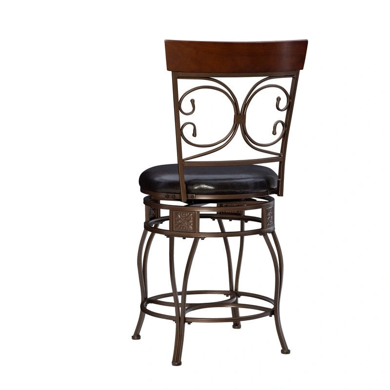 Big and Tall 360° Swivel Counter Stool with Metal Frame and Wood Rail, 400 lbs Capacity