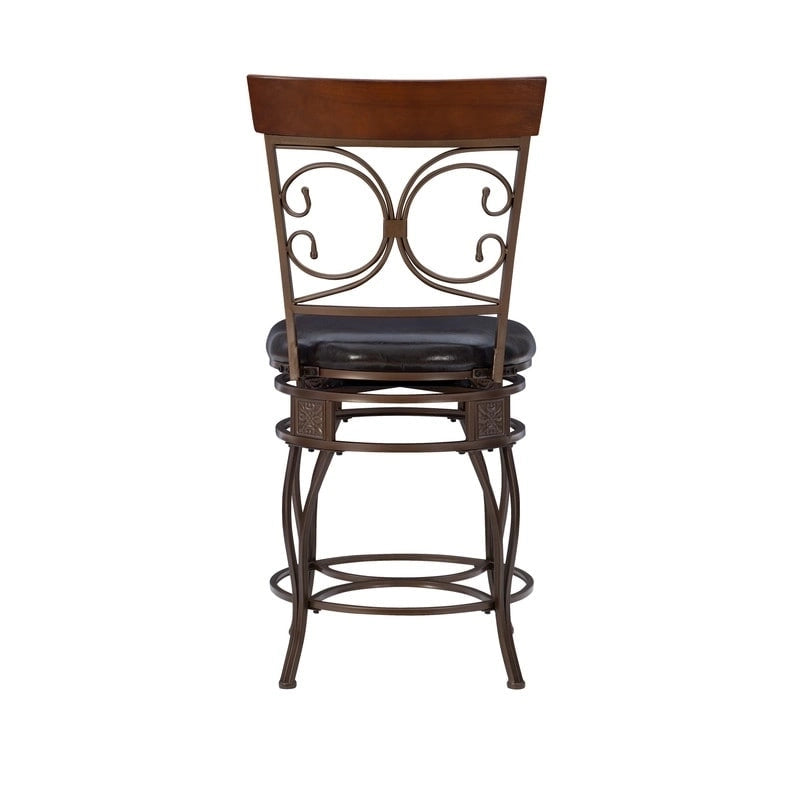 Big and Tall 360° Swivel Counter Stool with Metal Frame and Wood Rail, 400 lbs Capacity