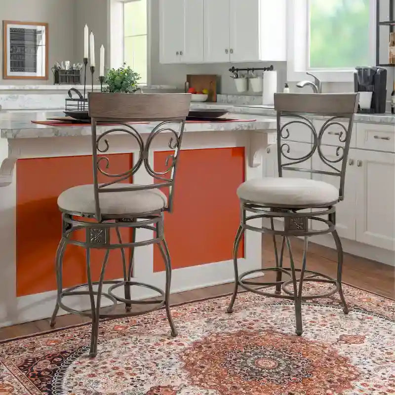 Big and Tall 360° Swivel Counter Stool with Metal Frame and Wood Rail, 400 lbs Capacity