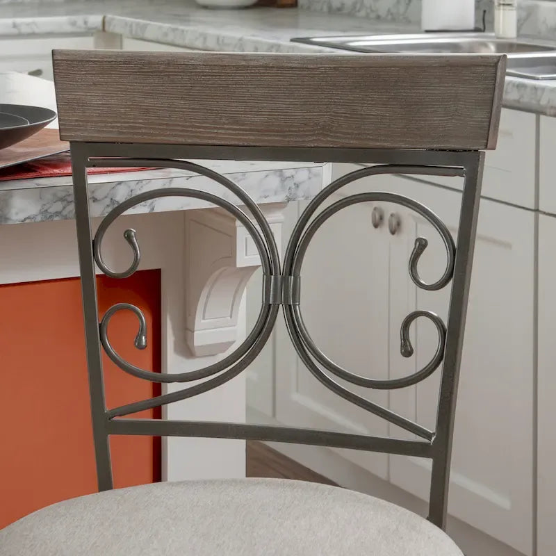 Big and Tall 360° Swivel Counter Stool with Metal Frame and Wood Rail, 400 lbs Capacity