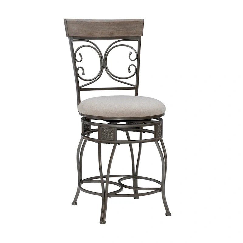 Big and Tall 360° Swivel Counter Stool with Metal Frame and Wood Rail, 400 lbs Capacity