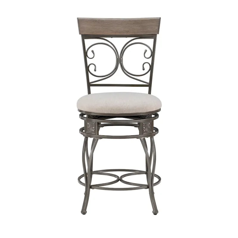 Big and Tall 360° Swivel Counter Stool with Metal Frame and Wood Rail, 400 lbs Capacity