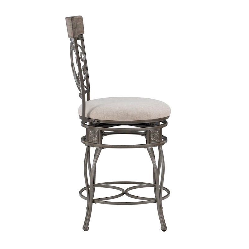 Big and Tall 360° Swivel Counter Stool with Metal Frame and Wood Rail, 400 lbs Capacity
