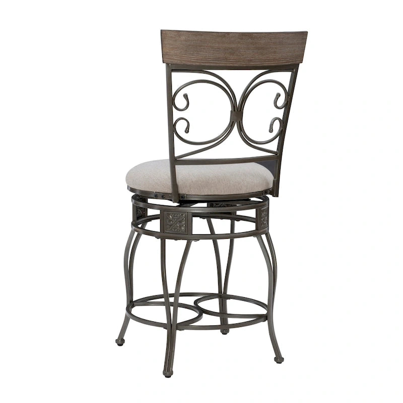 Big and Tall 360° Swivel Counter Stool with Metal Frame and Wood Rail, 400 lbs Capacity