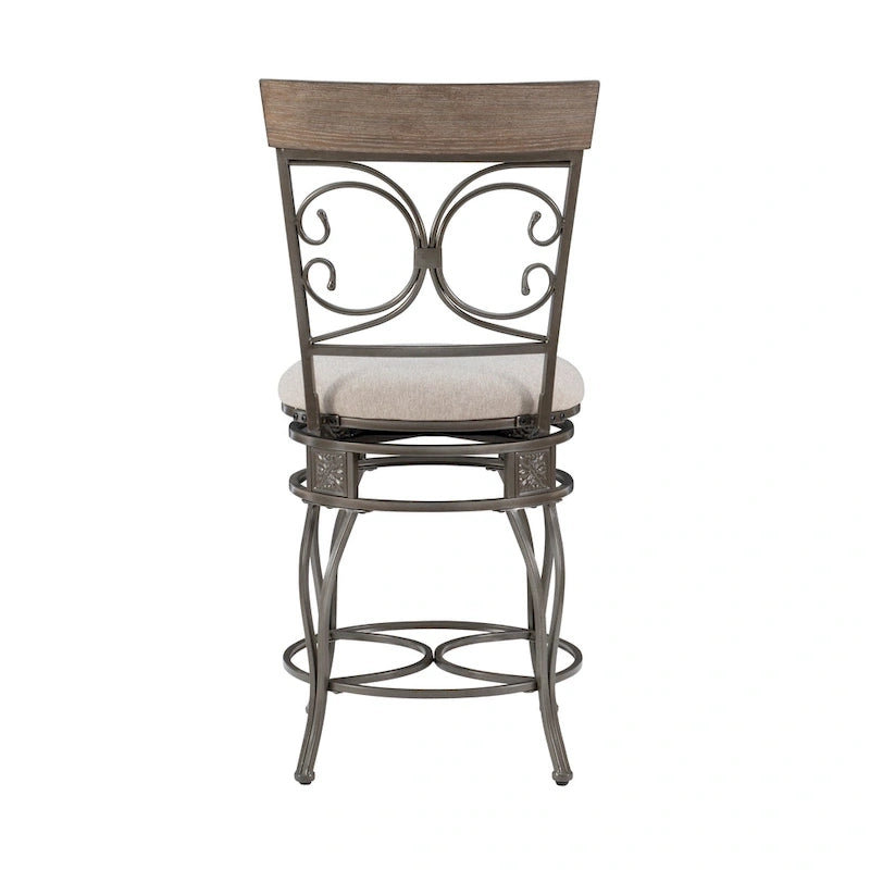 Big and Tall 360° Swivel Counter Stool with Metal Frame and Wood Rail, 400 lbs Capacity