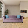 Mid-Century Modern 3-Seater Velvet Sofa with Solid Wood Frame and Coil Spring Seat, 600 lbs Capacity