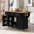 Kitchen Island Cart with Drop-Leaf Countertop, 3 Drawers, Towel Rack and 5 Rolling Wheels