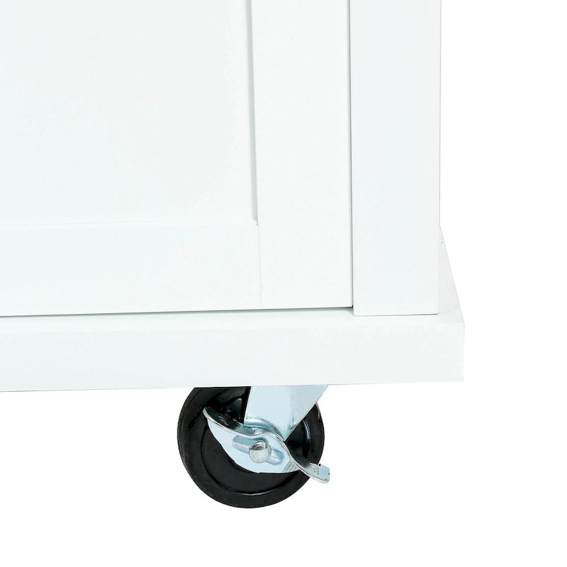Kitchen Island Cart with Drop-Leaf Countertop, 3 Drawers, Towel Rack and 5 Rolling Wheels