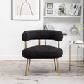 Modern Glam Upholstered Comfy Open-Back Accent Vanity chair with Golden Legs