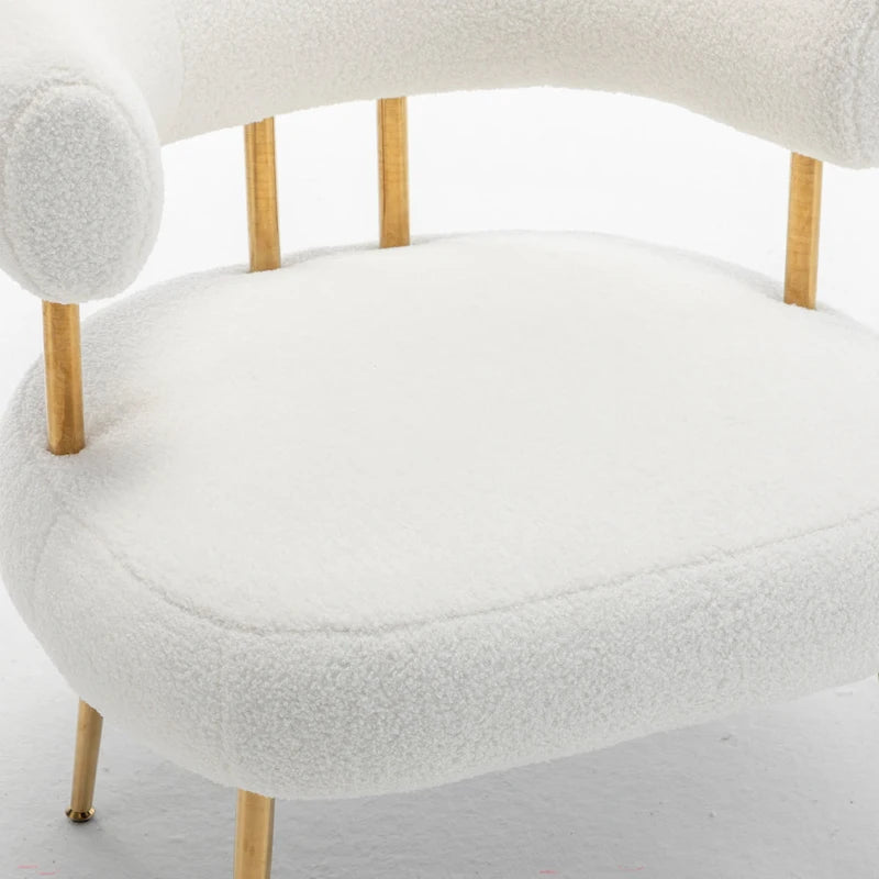 Modern Glam Upholstered Comfy Open-Back Accent Vanity chair with Golden Legs
