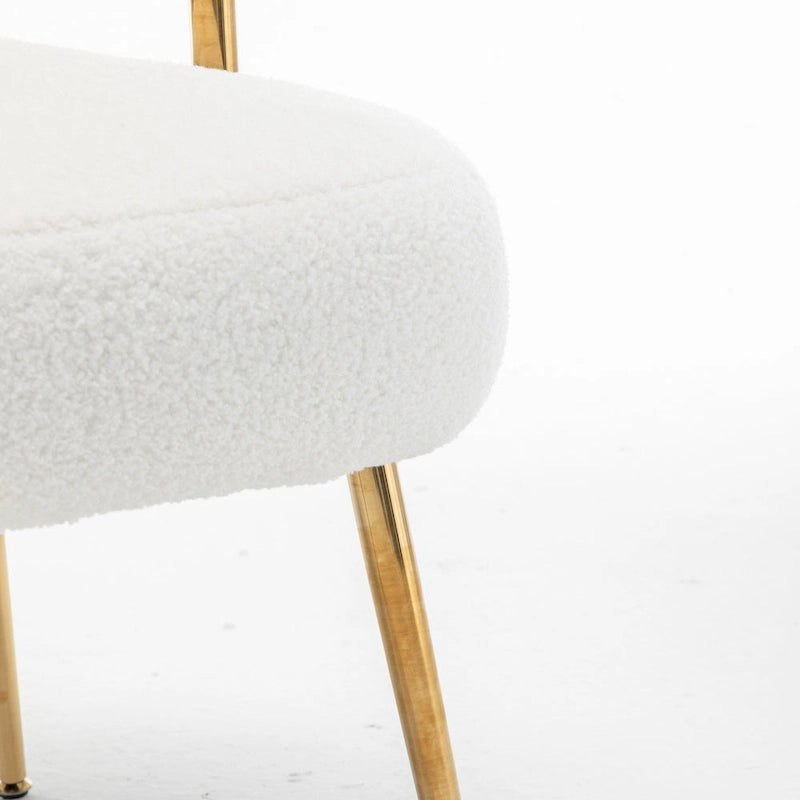 Modern Glam Upholstered Comfy Open-Back Accent Vanity chair with Golden Legs