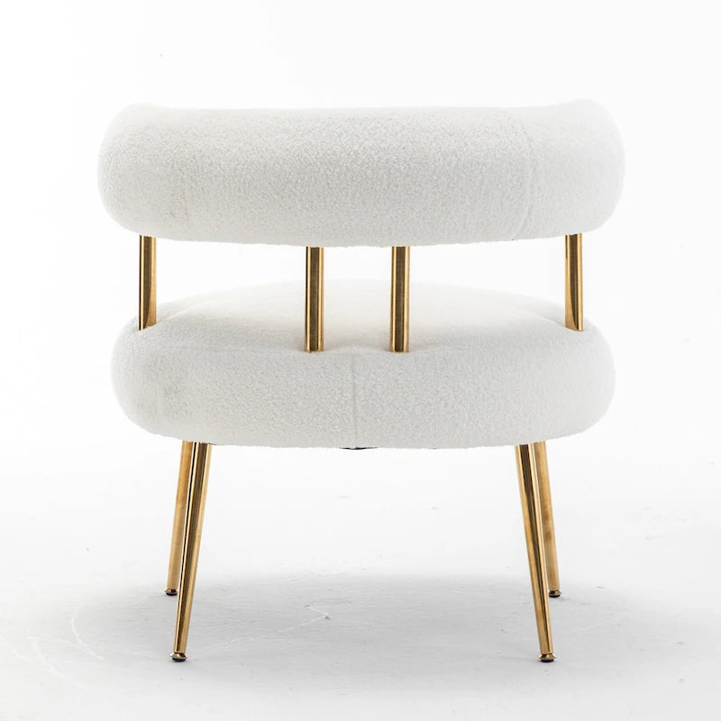 Modern Glam Upholstered Comfy Open-Back Accent Vanity chair with Golden Legs