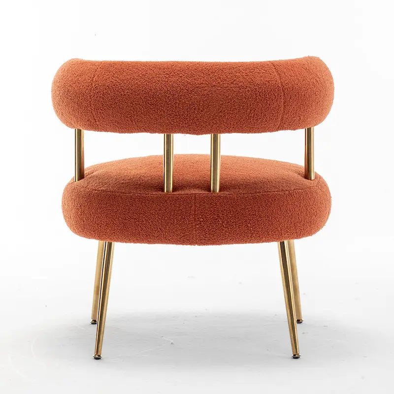Modern Glam Upholstered Comfy Open-Back Accent Vanity chair with Golden Legs