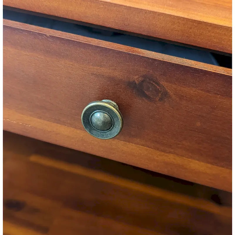 Solid Acacia Wood Coffee Table with Drawer and Bottom Storage Shelf