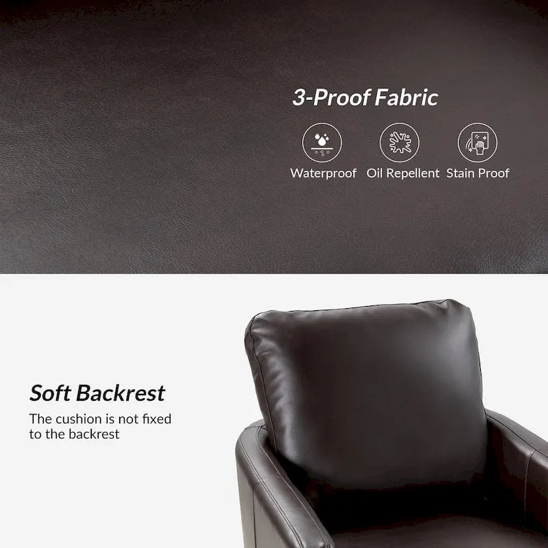 Transitional Swivel Faux Leather Barrel Chair with Metal Base Set of 2