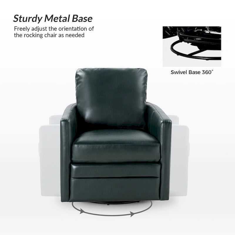 Transitional Swivel Faux Leather Barrel Chair with Metal Base Set of 2